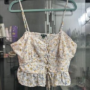 Wild Fable Floral Lace-Up Tank Top